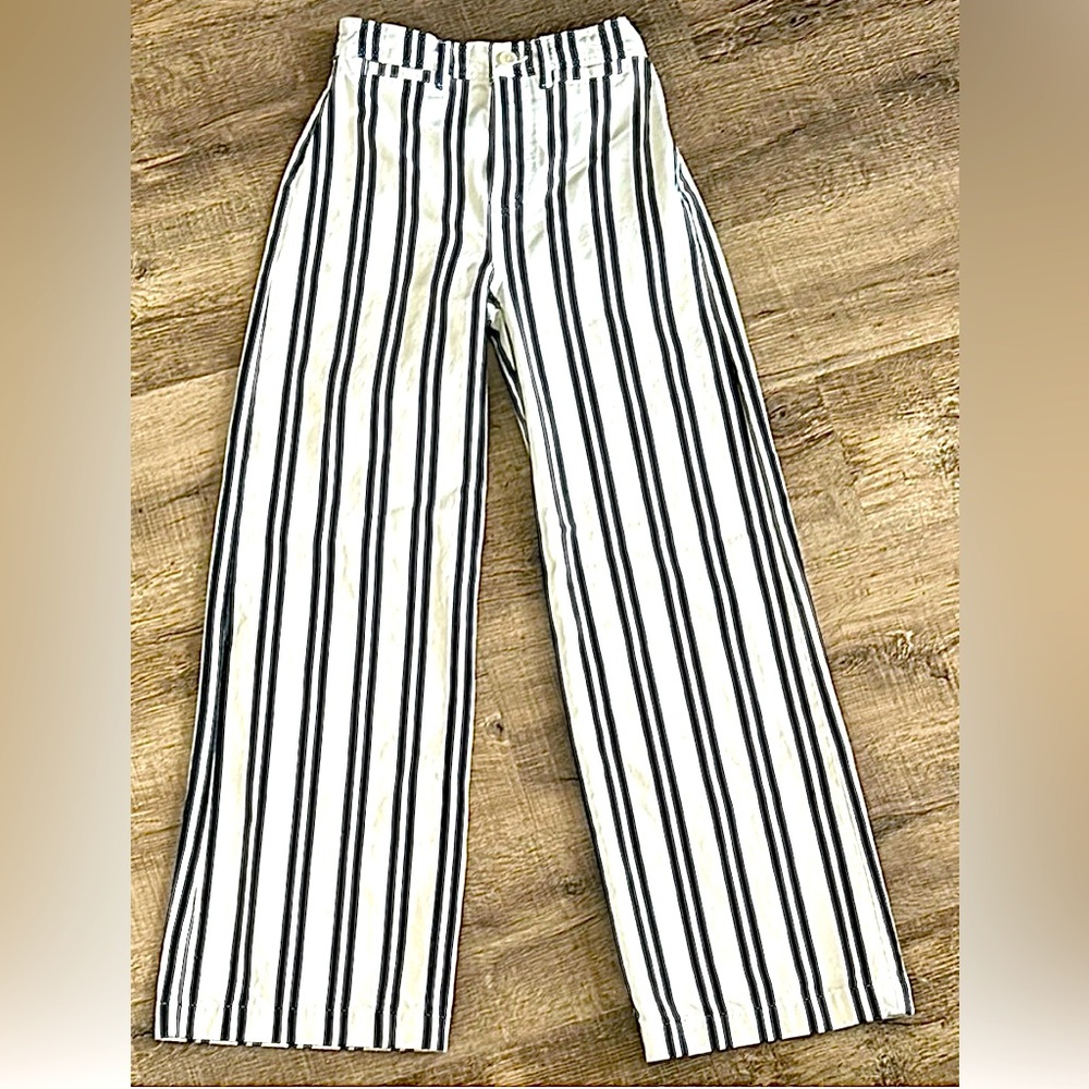 Reformation High Rise Striped Jeans - Black and White